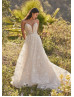 Ivory Star Lace Tulle Wedding Dress With Detachable Sleeves